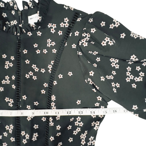 ASOS Design Mini Dress Star Print Ladder Ruffle Trim 1/2 Sleeve Mock Neck Size 2 - Picture 9 of 11